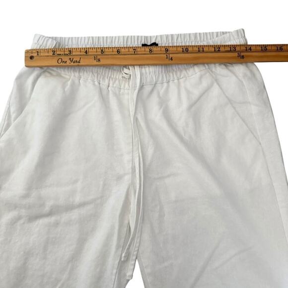 J. Crew Linen Blend Retreat Old Money Beachcore Pull On Relaxed White Ankle Pant - Picture 7 of 10